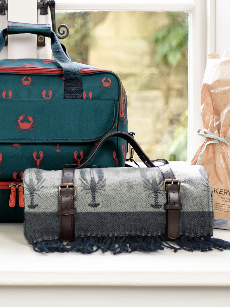 Sophie Allport Blue Lobster Picnic Blanket with Straps