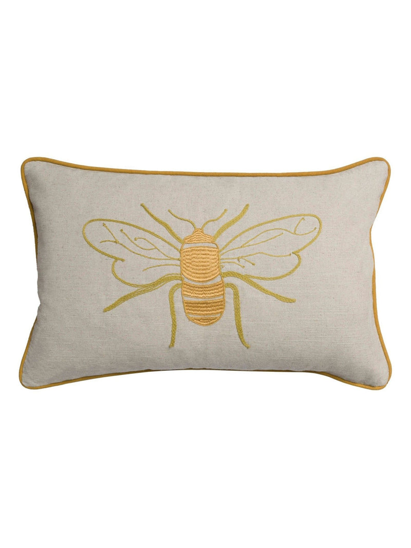 Sophie Allport embroidered bee cushion linen blend 35x55cm, imported from the UK