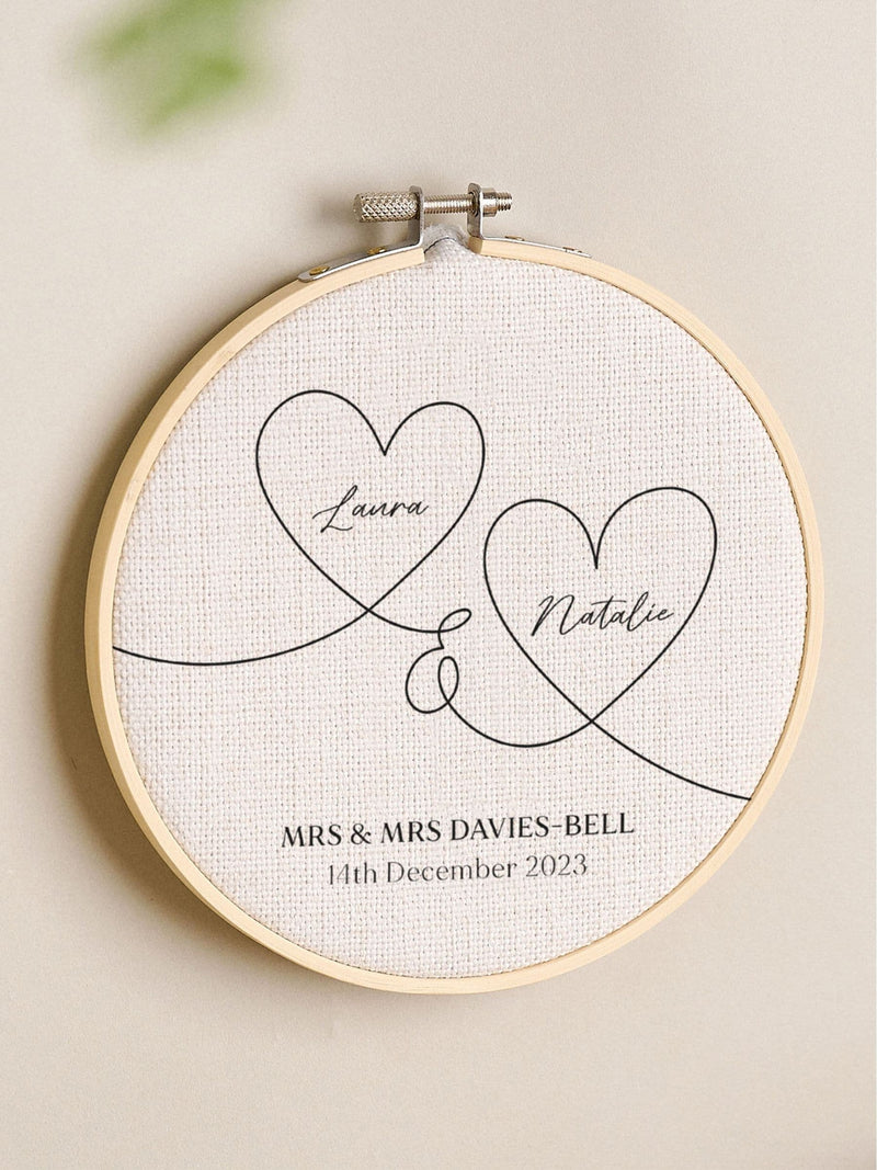 No Ordinary Gift names in hearts embroidery hoop wall hanging 15cm, imported from the UK