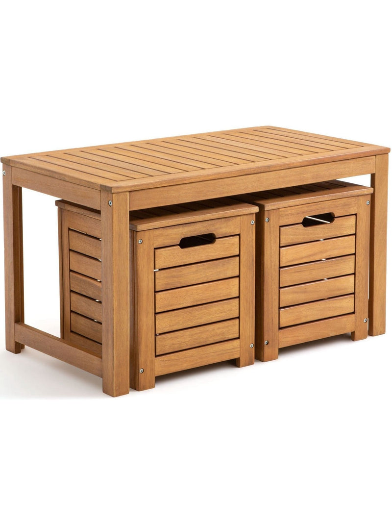 La Redoute Intérieurs acacia garden bench storage set 80cm wide, imported from the UK