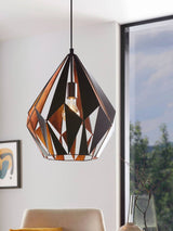 Next Eglo Black Copper Carlton 1 Geometric Pendant Ceiling Light- Buy online at McGrocer