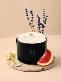 Serenity Green 3 wick lavender geranium candle, imported from the UK