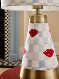 Eleanor Bowmer table lamp blue cream check lips 45cm - British product
