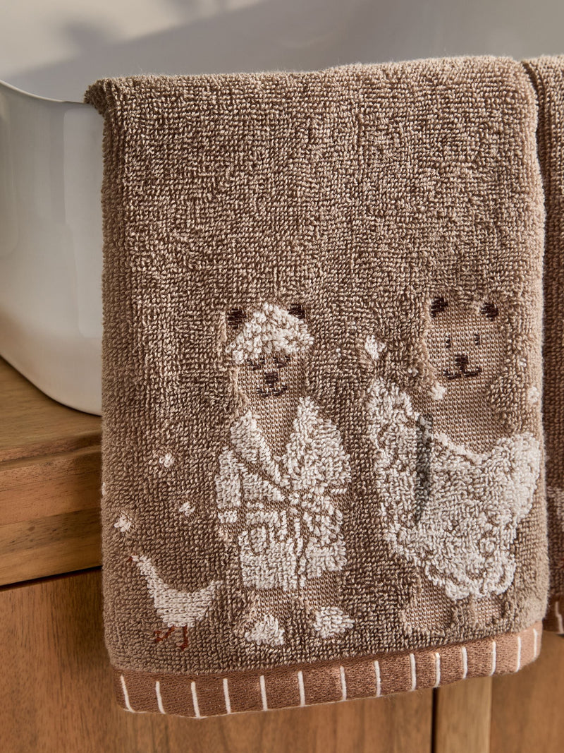 Bertie Bear face cloths set of 2 natural 30cm - British product