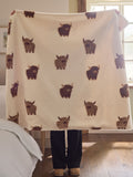 Natural Hamish Highland Cow borg throw, imported from the UK