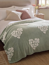 Next Sage Green Floral Hearts Fleece Throw- Buy online at McGrocer