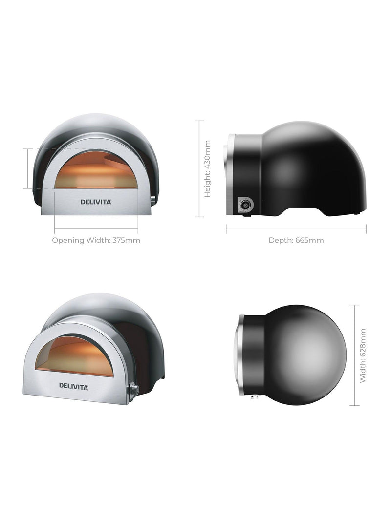 Delivita Very Black dual fuel gas oven outdoor pizza oven - British brand