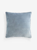 Square blue velour cushion (British brand)