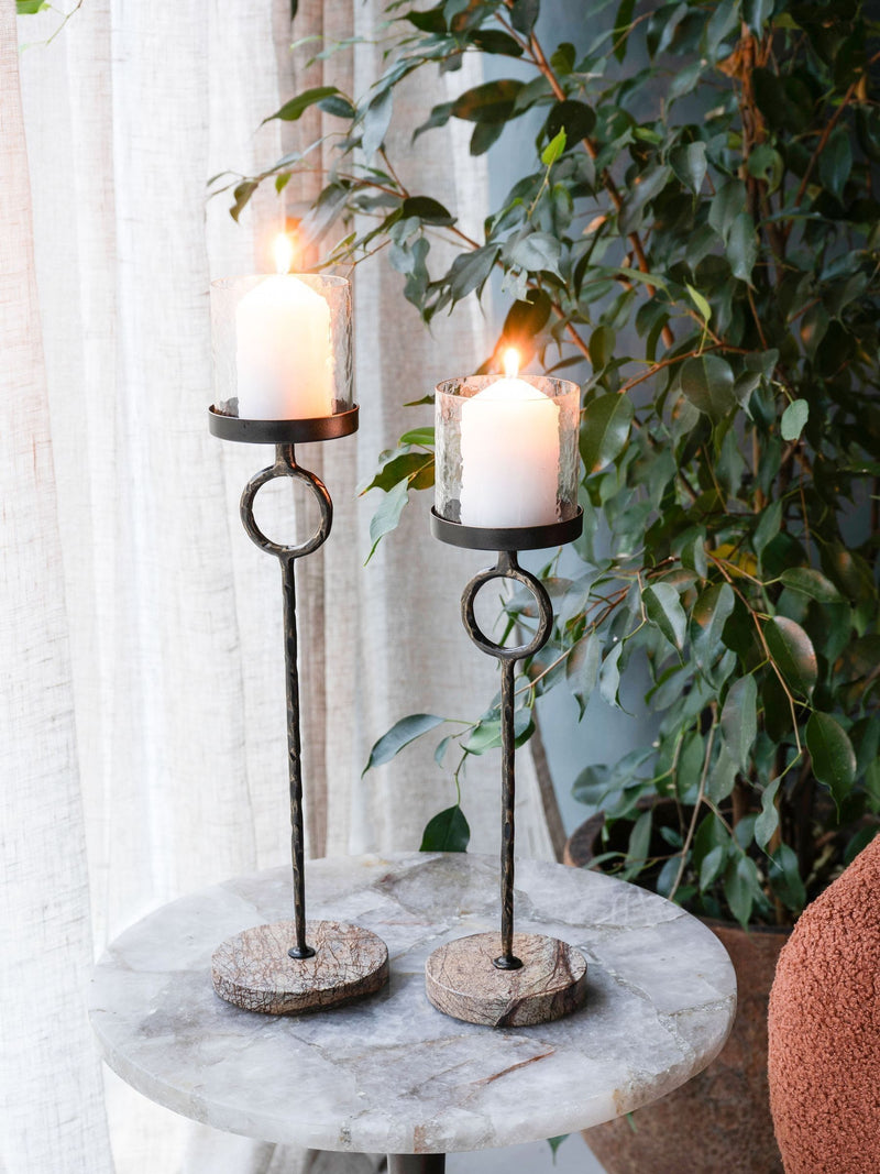 Libra Interiors Rutland brown large hurricane candle holder, UK version