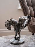 Libra Interiors Grey Kariba Cast Aluminium Nuzzling Elephants Sculpture 31cm, UK version