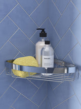 Next CroydEx Chrome Corner Aluminium Shower Wall Basket - 23x23x6cm- Buy online at McGrocer
