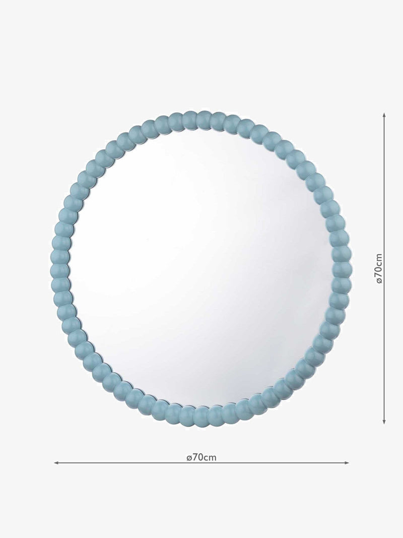 Dar Lighting blue bobbin decorative wall mirror 70cm round - British product