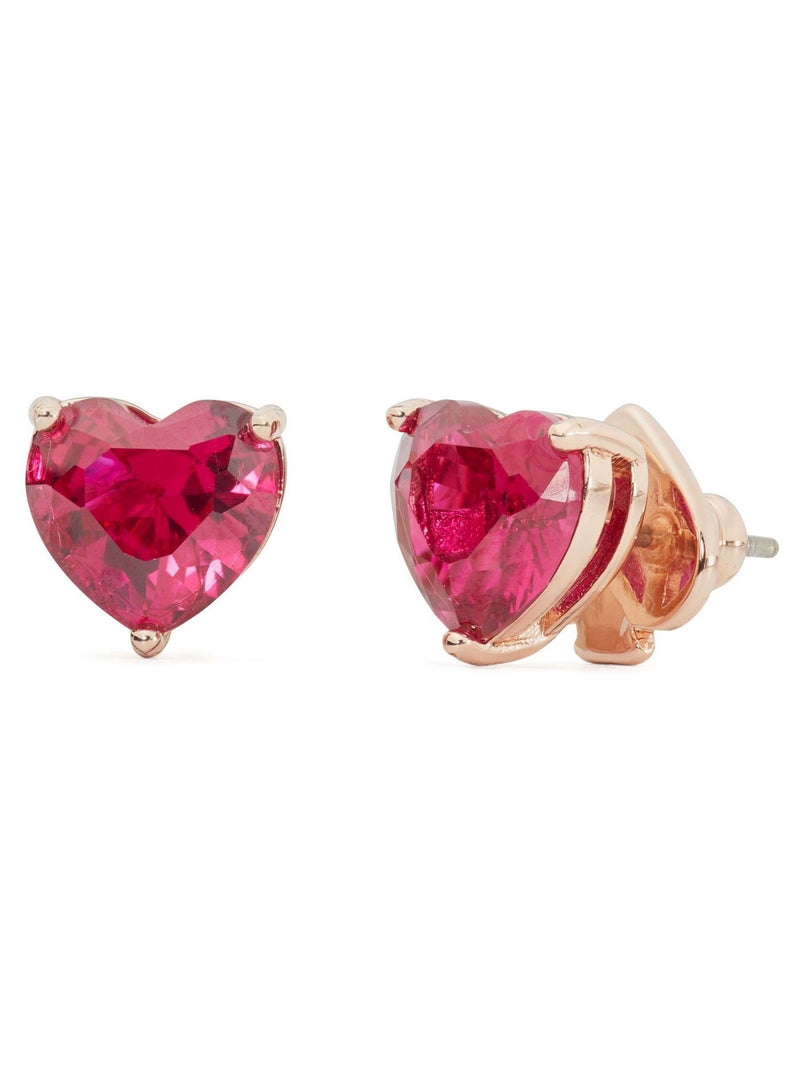 Pink Heart Gemstone Stud Earrings