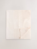 Cream knitted patchwork baby blanket - British product