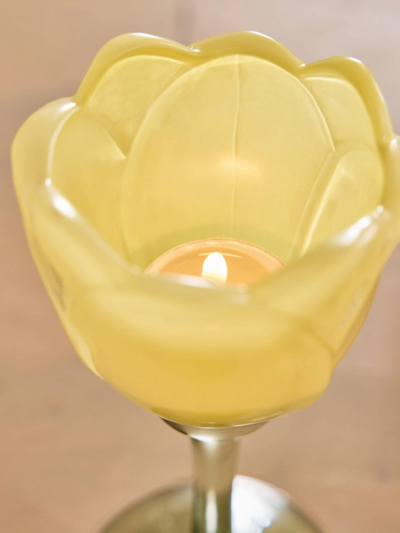 Yellow glass tulip tealight holder, UK version