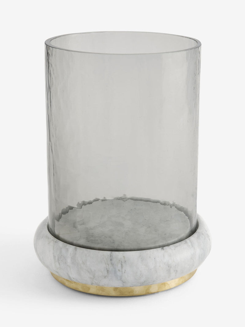 White N. marble base hurricane candle holder, UK version