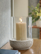 Next Natural Ceramic Embossed Hurricane Candle Holder- Buy online at McGrocer