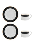 Mikasa white Luxe Deco tea cup and saucer set of 4, imported from the UK