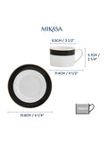 Mikasa white Luxe Deco tea cup and saucer set of 4, imported from the UK