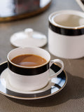 Mikasa white Luxe Deco tea cup and saucer set of 4, imported from the UK