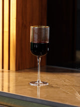 Next Mikasa Gold Sorrento Ridged Crystal Red Wine Glass Set of 4 450ml- Buy online at McGrocer