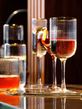 Mikasa Gold Sorrento ridged crystal red wine glass set of 4 450ml, imported from the UK
