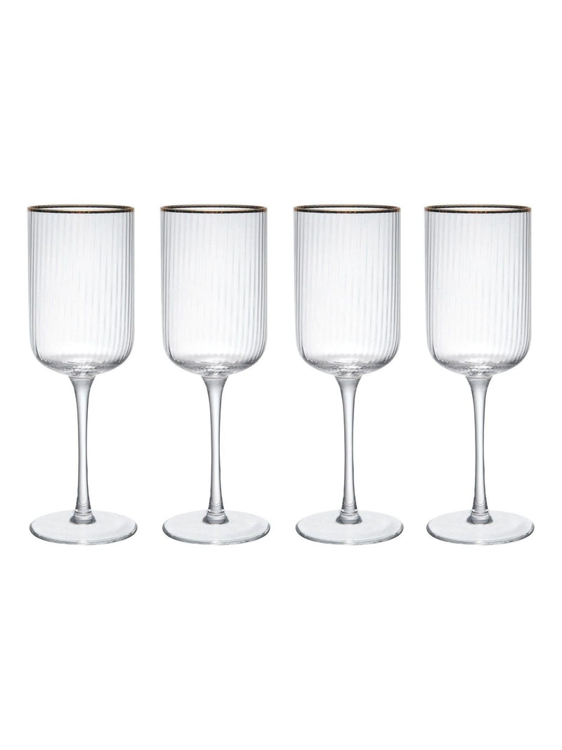 Mikasa Gold Sorrento ridged crystal red wine glass set of 4 450ml, imported from the UK