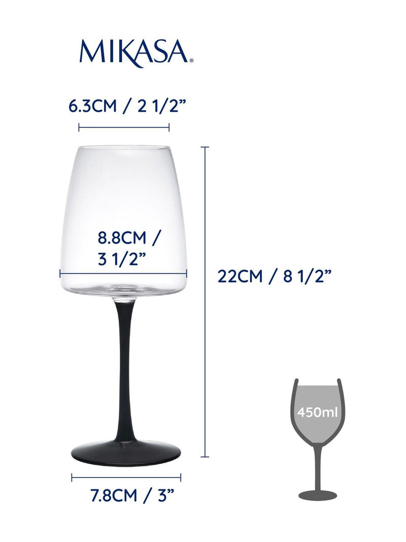 Mikasa Black Palermo red wine glasses 4-piece set, imported from the UK