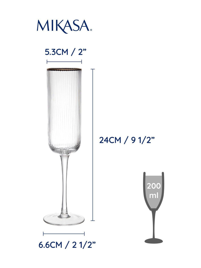 Mikasa gold champagne flutes set of 4, imported from the UK