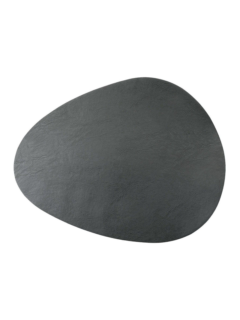 Mikasa black pebble-shaped faux leather placemat set of 4, imported from the UK