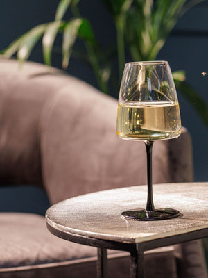 Mikasa Black Palermo Coloured Crystal White Wine Glass Set of 4