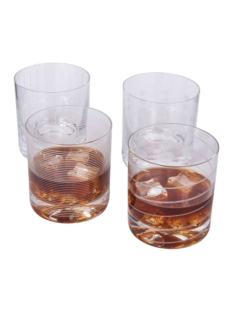 Mikasa Silver Cheers whiskey tumbler glass set of 4, imported from the UK