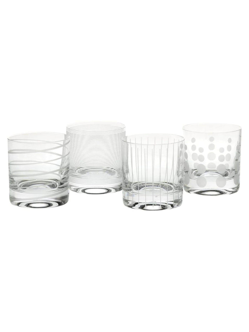 Mikasa Silver Cheers whiskey tumbler glass set of 4, imported from the UK