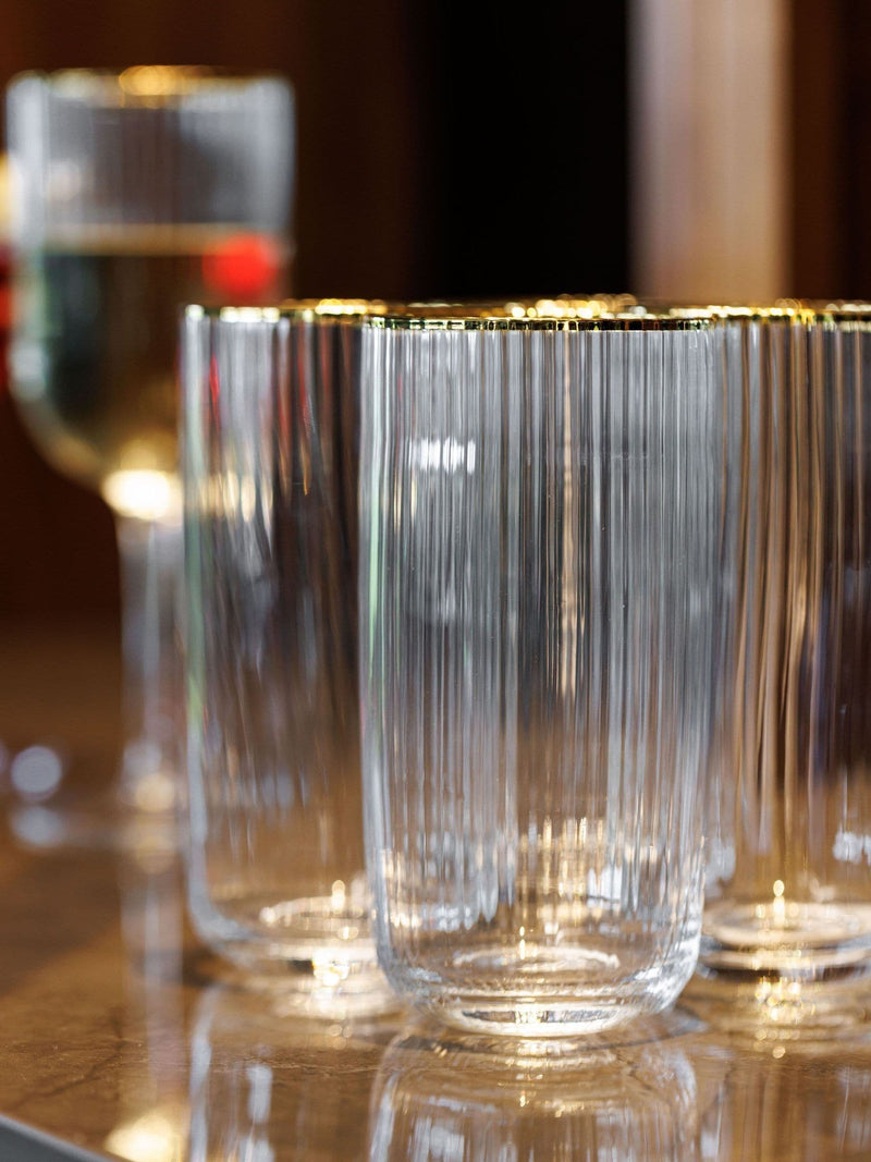 Mikasa Set of 4 Gold Sorrento Crystal Highball Cocktail Glass
