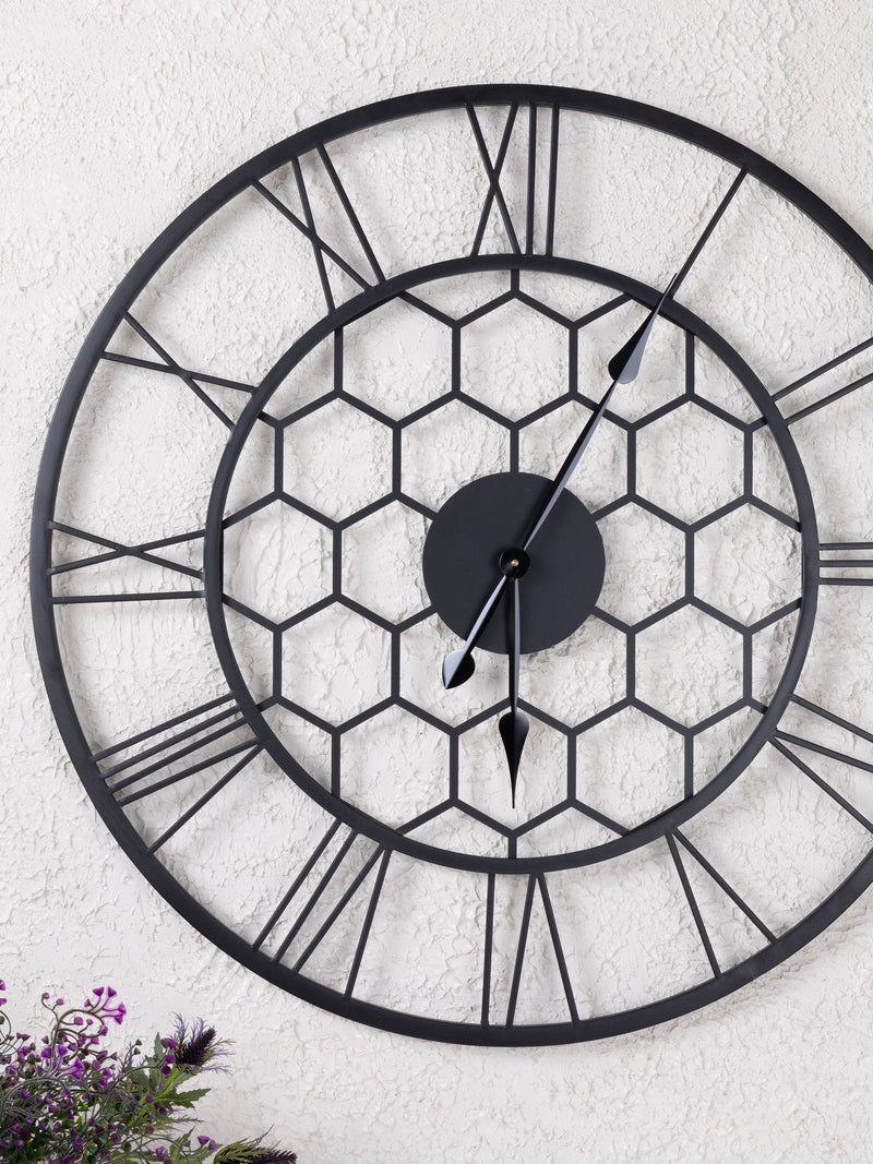 Charles Bentley black skeleton design outdoor wall clock - British product