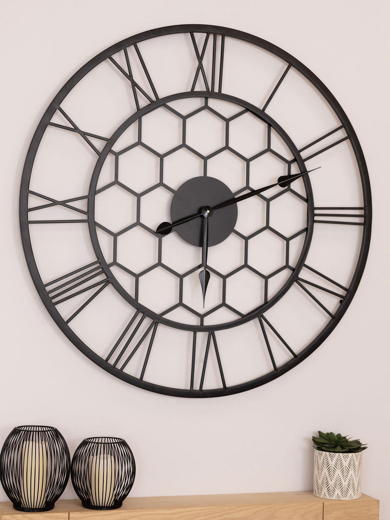 Charles Bentley black skeleton design outdoor wall clock - British product