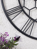 Charles Bentley black skeleton design outdoor wall clock - British product