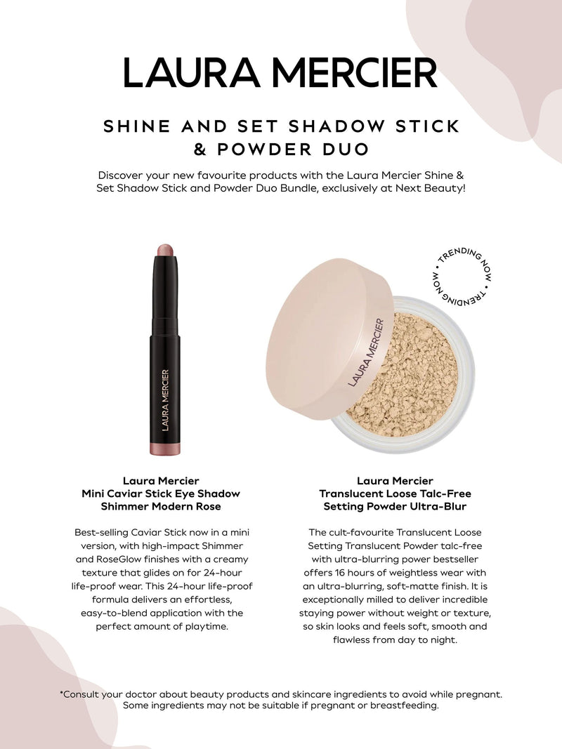 Laura Mercier mini eye shadow and setting powder duo in Shimmer Modern Rose and Ultra-Blur, UK version