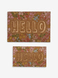 Hello floral embossed coir doormat - British product