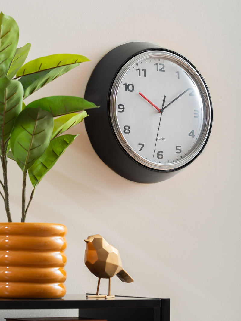 Karlsson Black Modern Retro wall clock 34cm, UK version