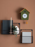 Karlsson army green ochre yellow cuckoo wall clock, UK version