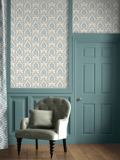 Next Graham & Brown Apple of Grenada Blue Green Wallpaper Sample- Buy online at McGrocer
