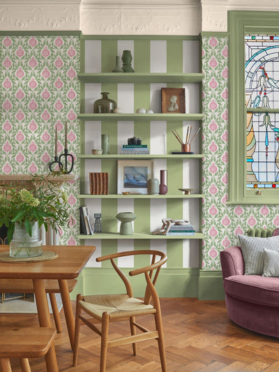Next Graham & Brown Apple of Grenada Pink Green A4 Wallpaper Sample- Buy online at McGrocer