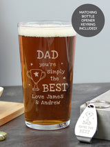 Next PMC Personalised Simply The Best Pint Glass & Bottle Opener Set- Buy online at McGrocer