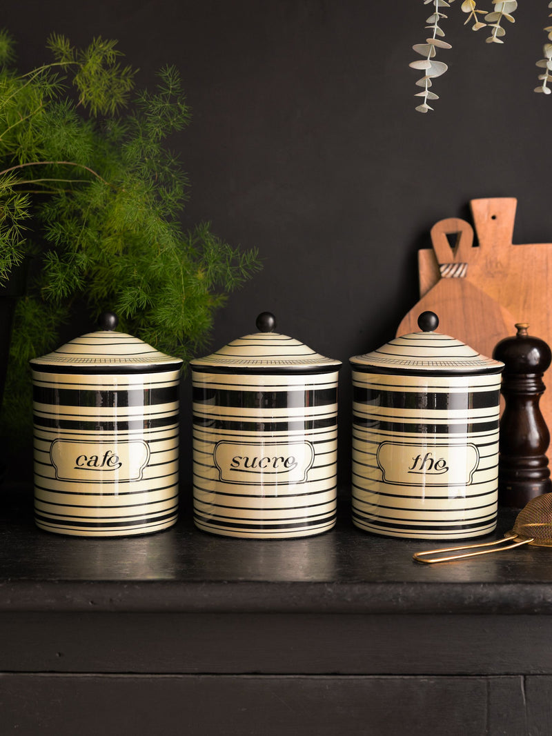 Rockett St George vintage coffee storage jar black cream (British brand)