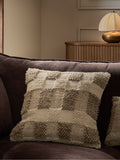 Woven check cushion textured neutral 50x50cm, imported from the UK