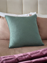 Next Teal Blue 50 x 50cm Jacquard Fan Geo Cushion- Buy online at McGrocer