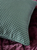 Teal Blue Jacquard Fan Cushion 50cm (British brand)