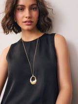 Next Gold Tone Open Circle Drop Long Necklace- Buy online at McGrocer