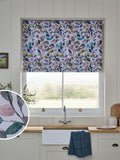 Multicoloured leaf print blackout roller blind, imported from the UK